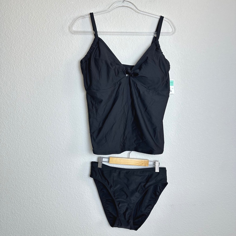 Sunsets Maeve Tankini Set Black Underwire Swimsuit 38DD XL Recycled New w/Tags